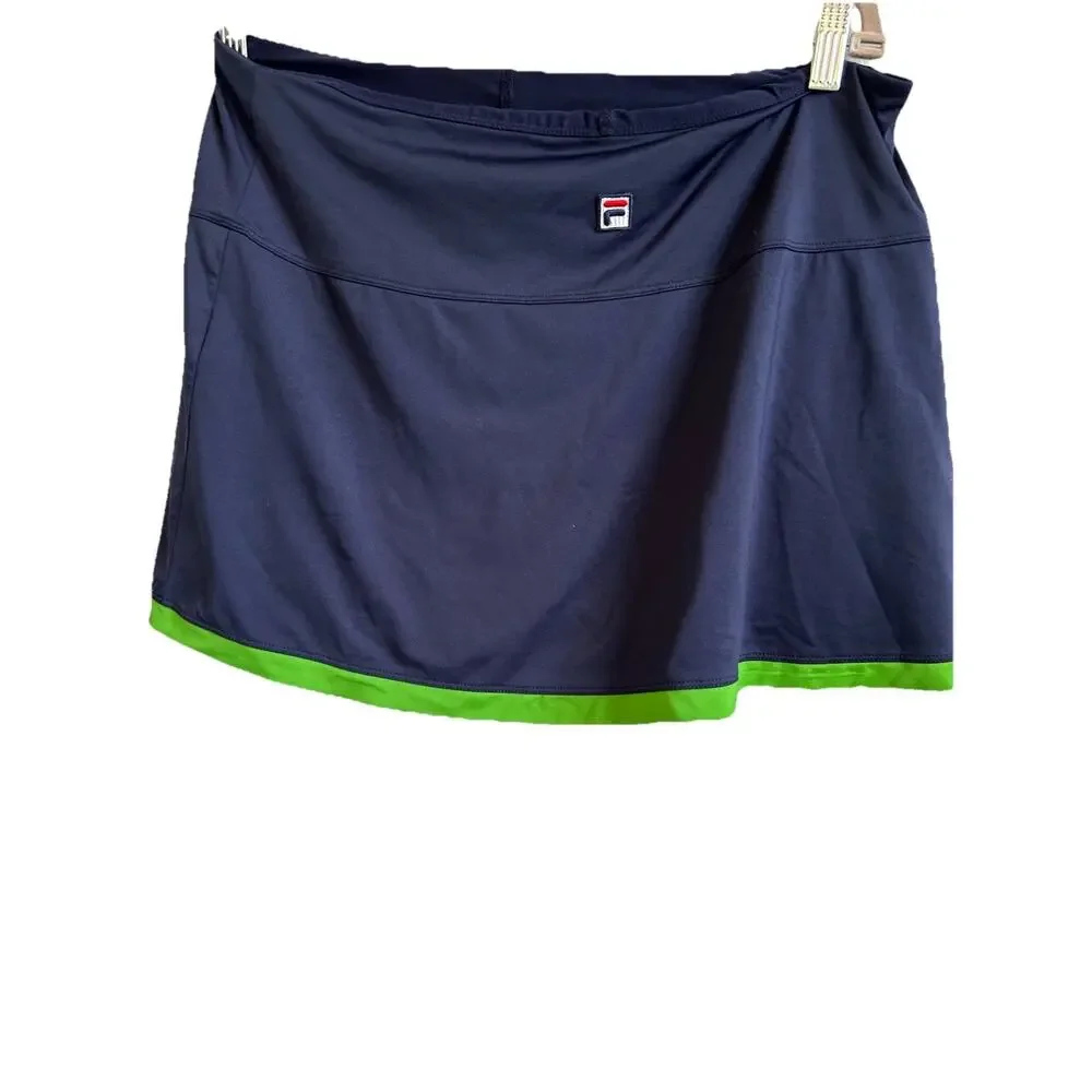 Fila Pleated Tennis Skorts L Golf Mini Skirt Blue/green Activewear Pickleball